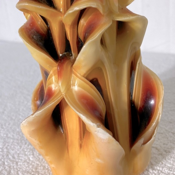 Vintage 70s Handmade Hand Carved Multi Layer Multi Colour Ribbon Wax Candle - Picture 9 of 14